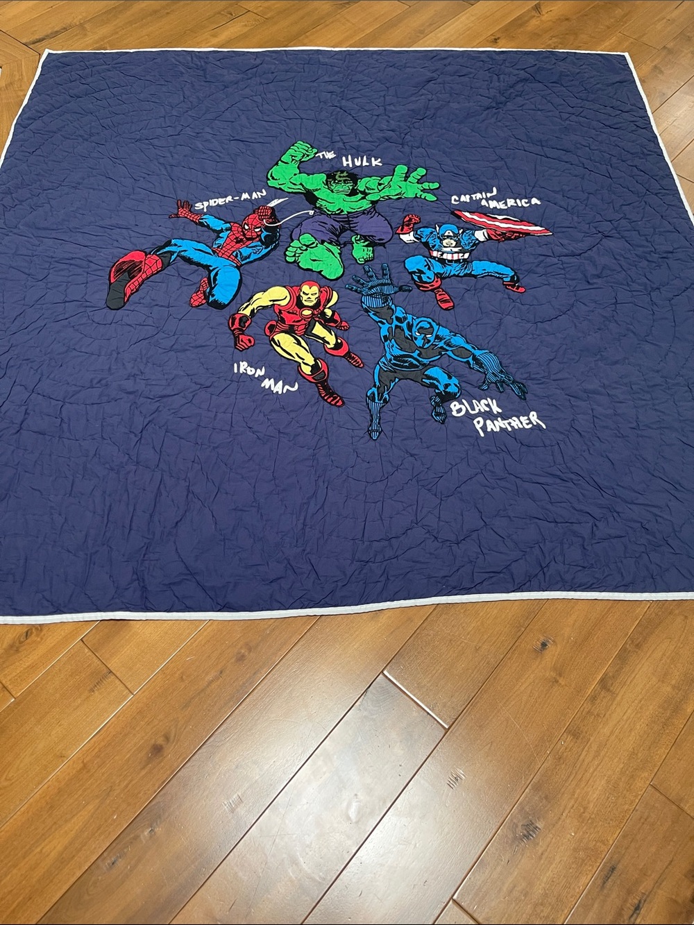 Pottery Barn Kids Navy Blue Marvel Quilted Throw